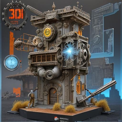 Complex Mechanical Device in Steampunk Style