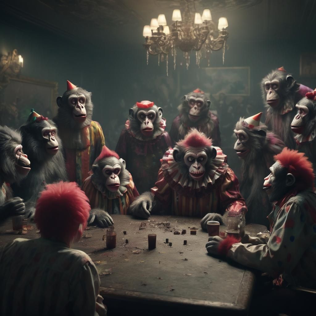 Zombie Monkey Clown Group Therapy: Digital Matte Painting