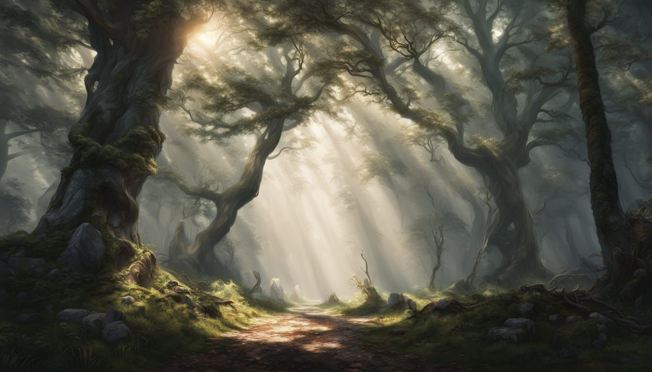 Majestic Roan Stallion Galloping in Ethereal Forest