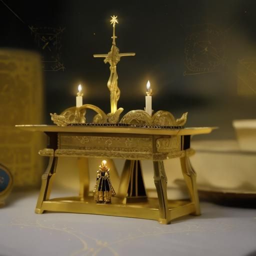 Old Orthodox Diagram with Luminous Figure in Folk Art