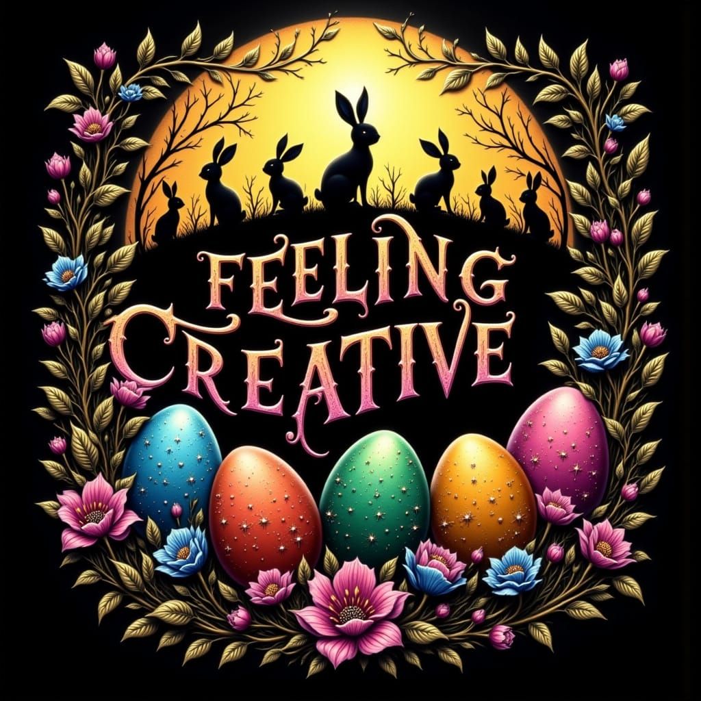 Vibrant Easter Scene in Bold, 3D Smoke Font