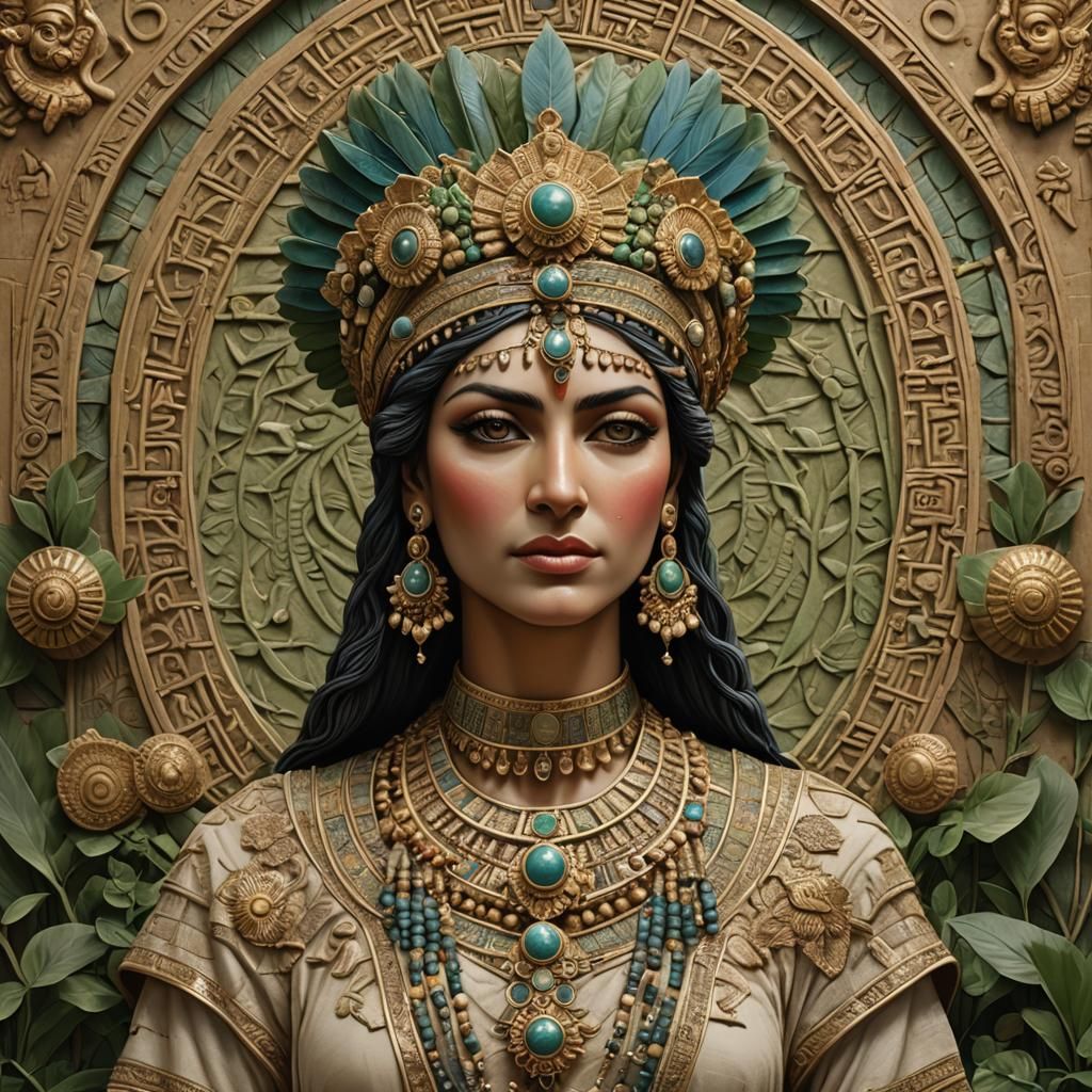 Ancient Mesopotamian Goddess Ḫepat in Regal Splendor