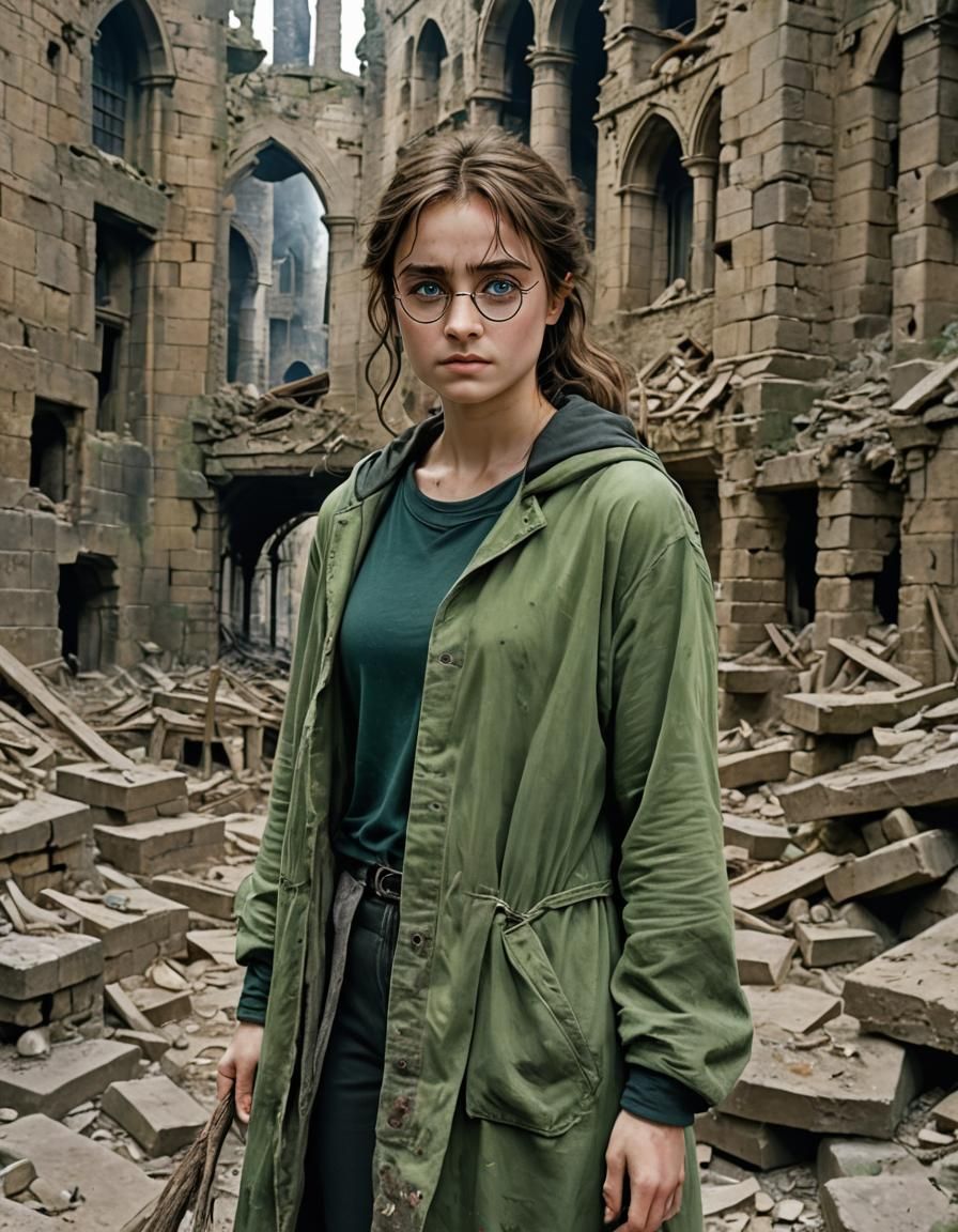 Green-Eyed Woman in Ruins: A Harry Potter Scene