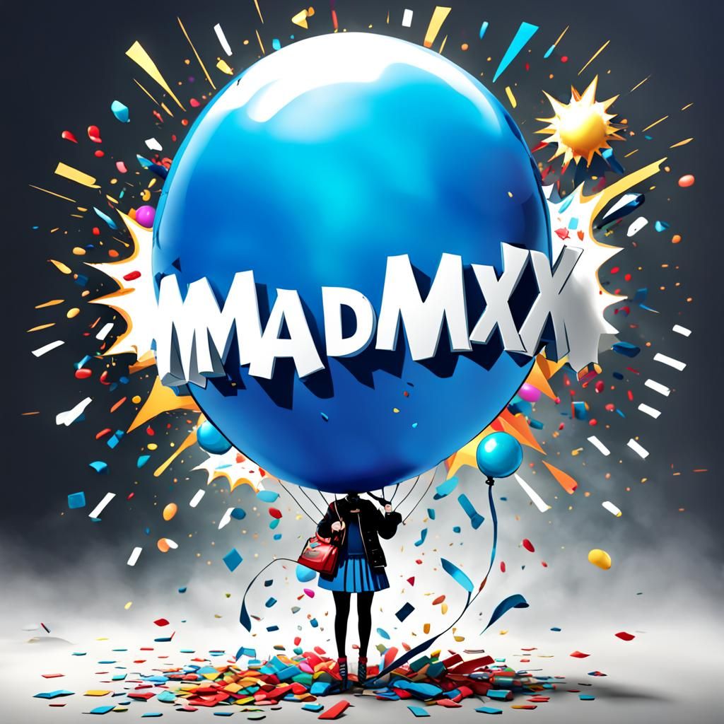 Word Explosion from Bursting Balloon: Digital Art