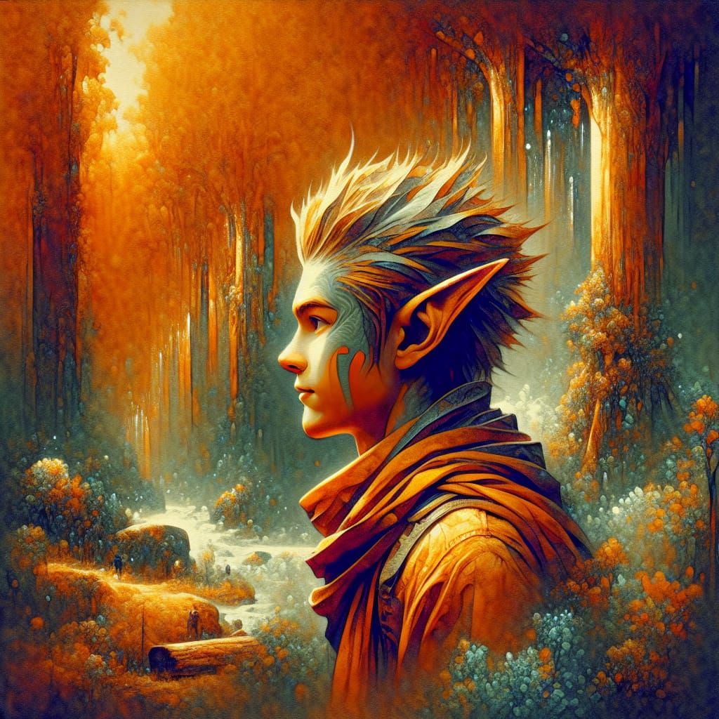 Hyperrealistic Lutin Caricature in Acrylic Painting