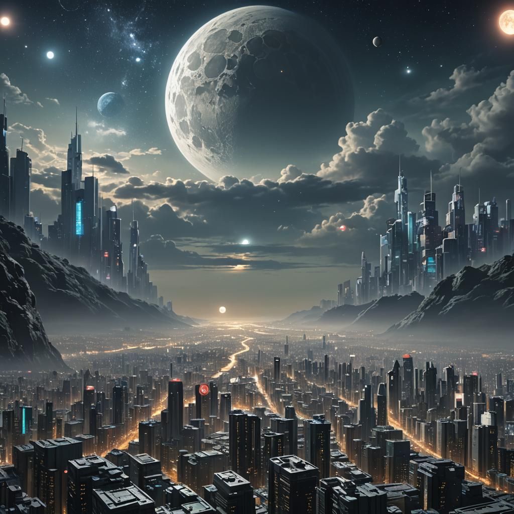 Mysterious Galaxy Starry Night in Matte Painting Style