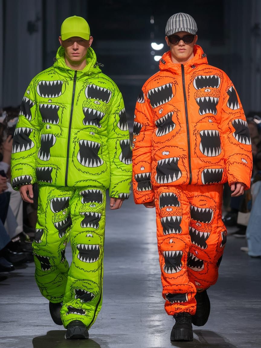 Neon Monster Print Fashion: Hyperrealistic HDR Image