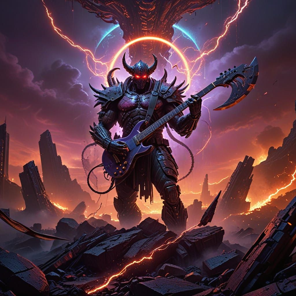 Eddie: Biomechanical War God in Cyberpunk Art