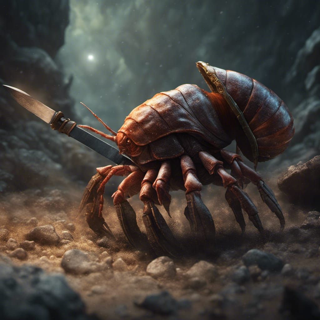 Hermit Crab with Machete: Dark Fantasy Concept Art
