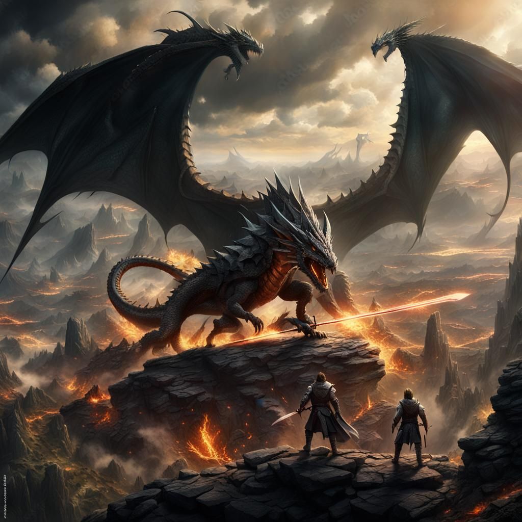 Epic Dragon Battle on Cliff Edge