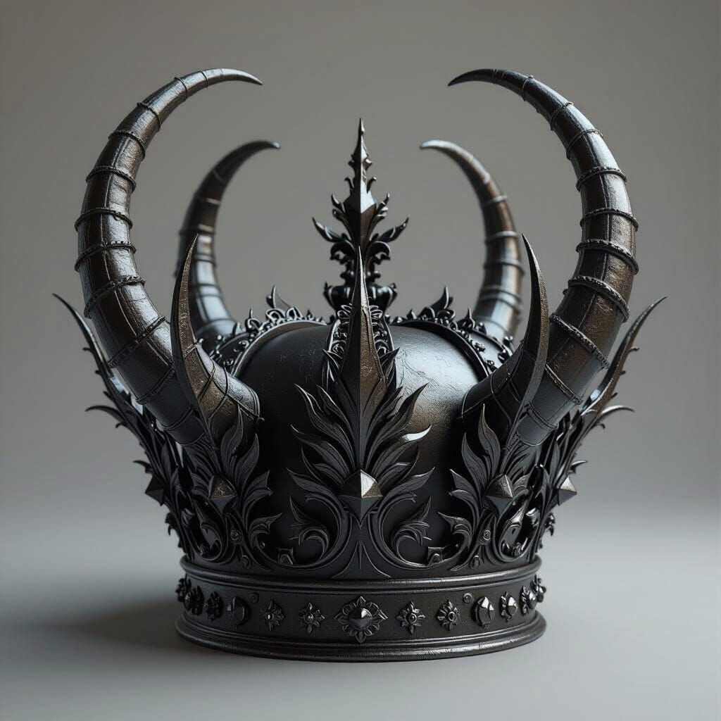 Gothic One-Horned Crown With Ornate Embellishments