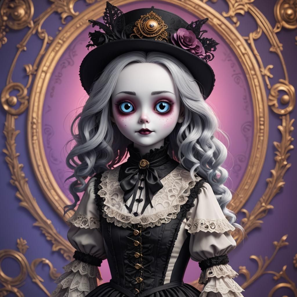 Creepy Cute Gothic Ragdoll in 3D Digital Art
