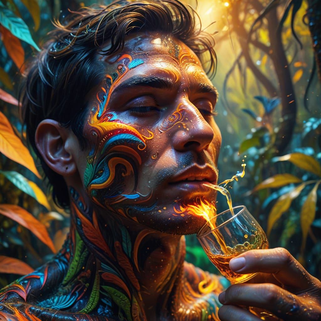 Surreal Ayahuasca Jungle Scene in Fauvist Style