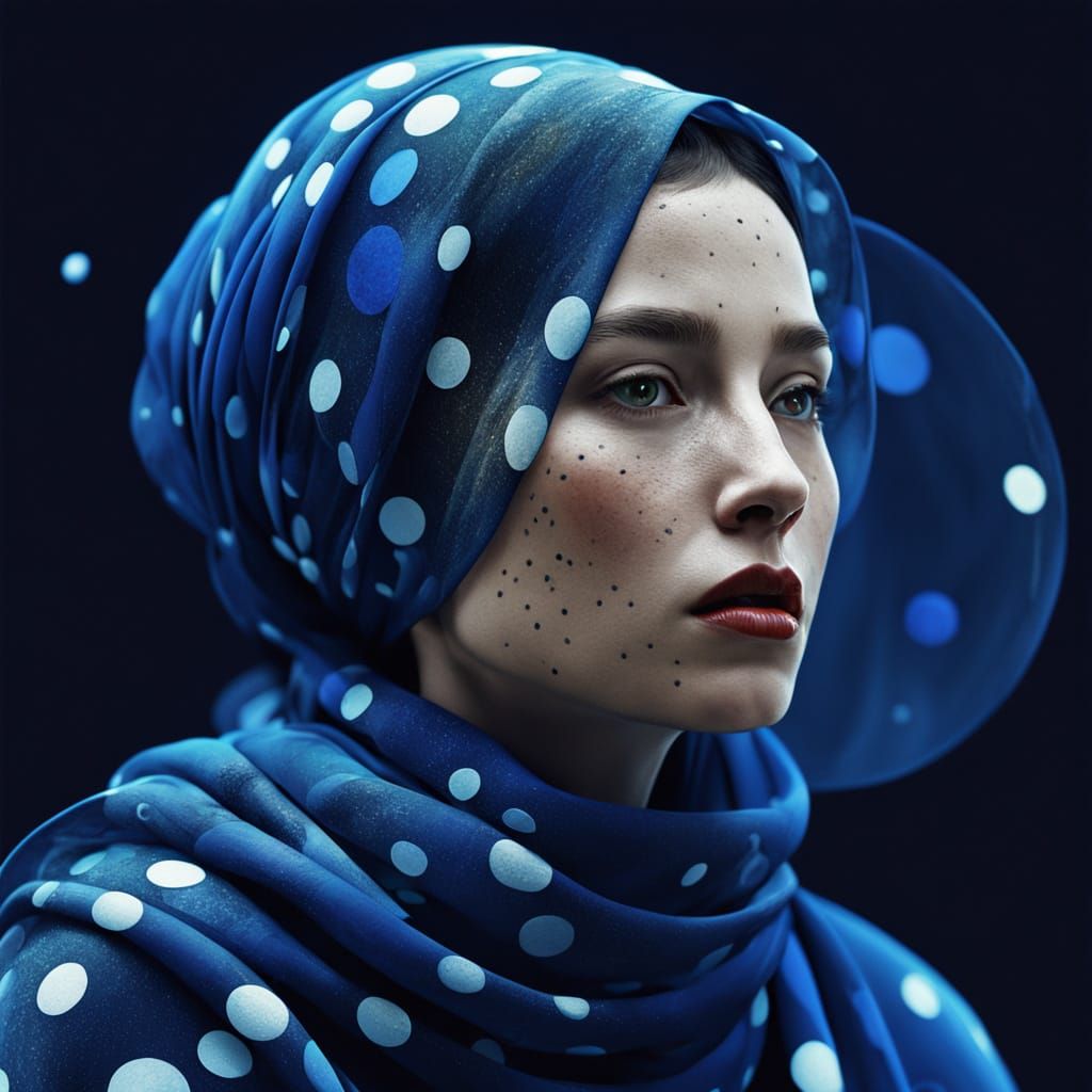 Avant-Garde Woman with Polka Dots in Abstract Expressionism