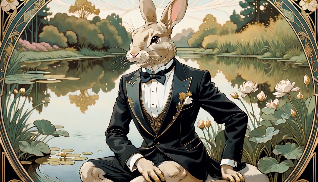 Elegant Rabbit in Art Nouveau Style
