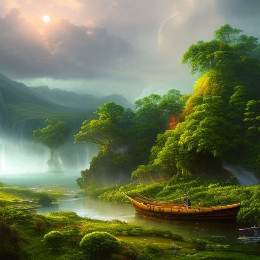 Pirate Ship Delivers Roses in Lush Jungle