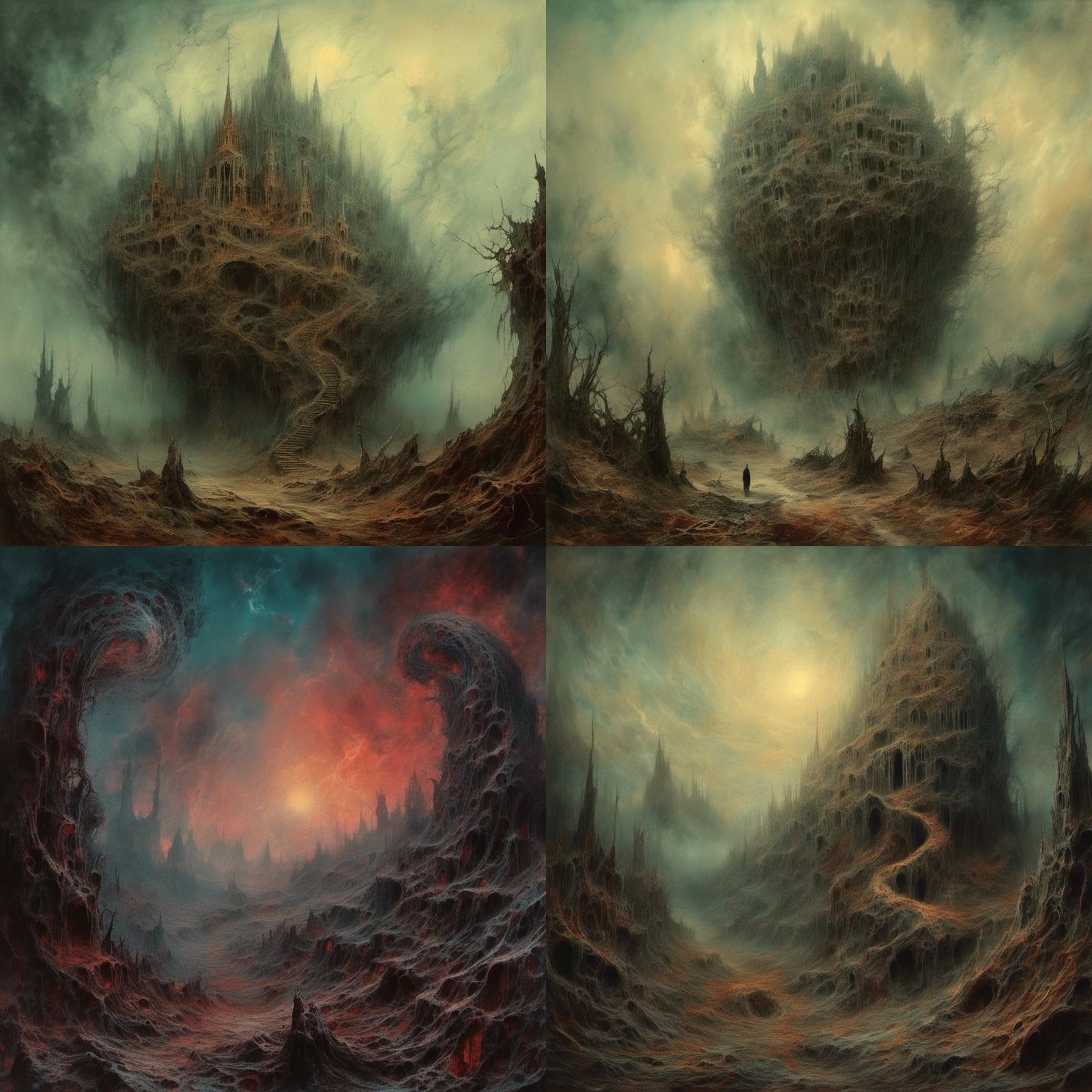 Macabre Vaporwave Painting in Beksiński Style