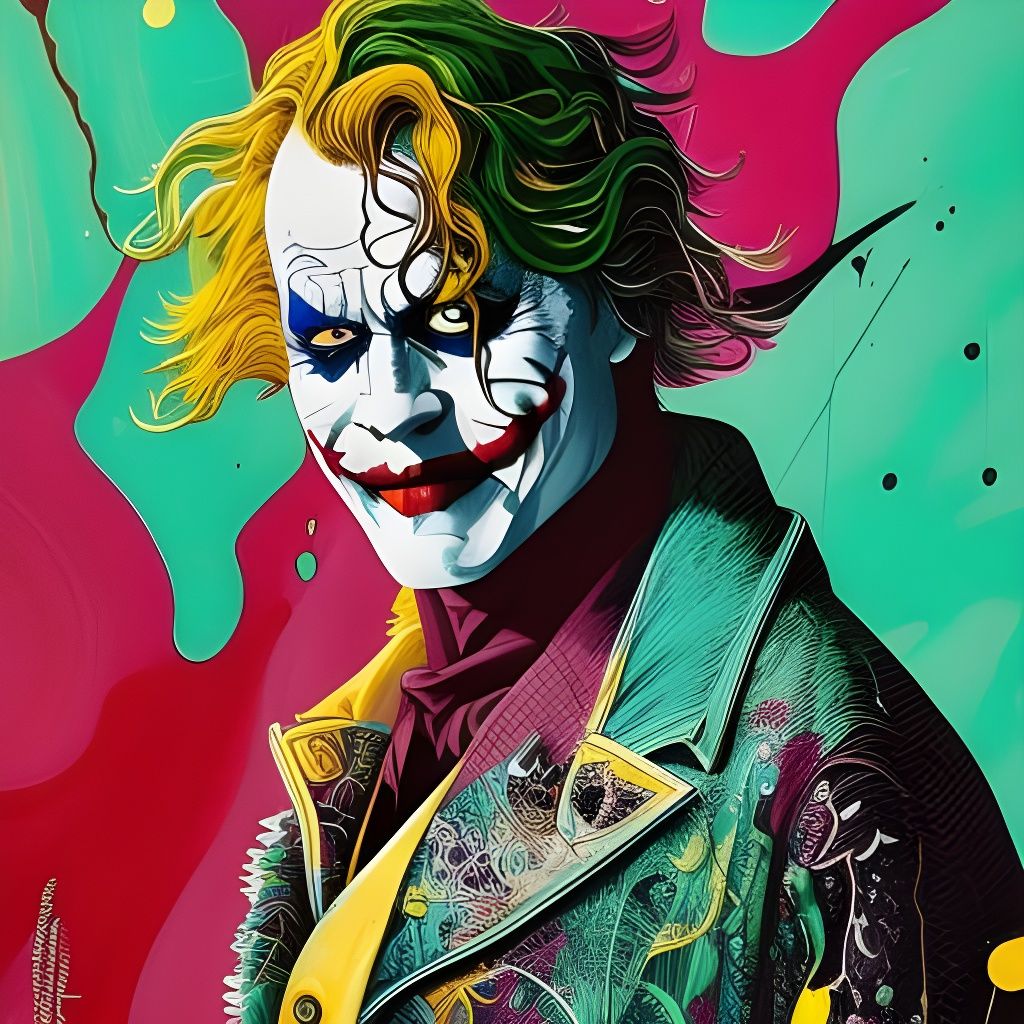 Heath Ledger Joker Portrait in Gouache Illustration
