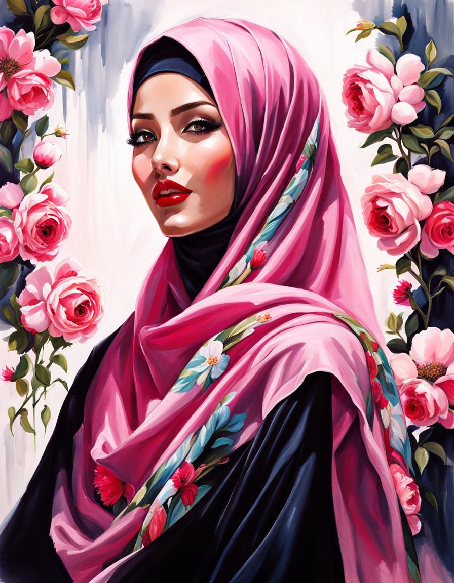 Elegant Hijabi Portrait in Gothic Noir Style
