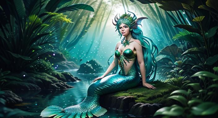 Biopunk Mermaid Goddess in Natural Lighting