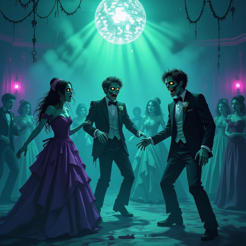 Zombie Prom Night: Undead Dance Under Eerie Lights