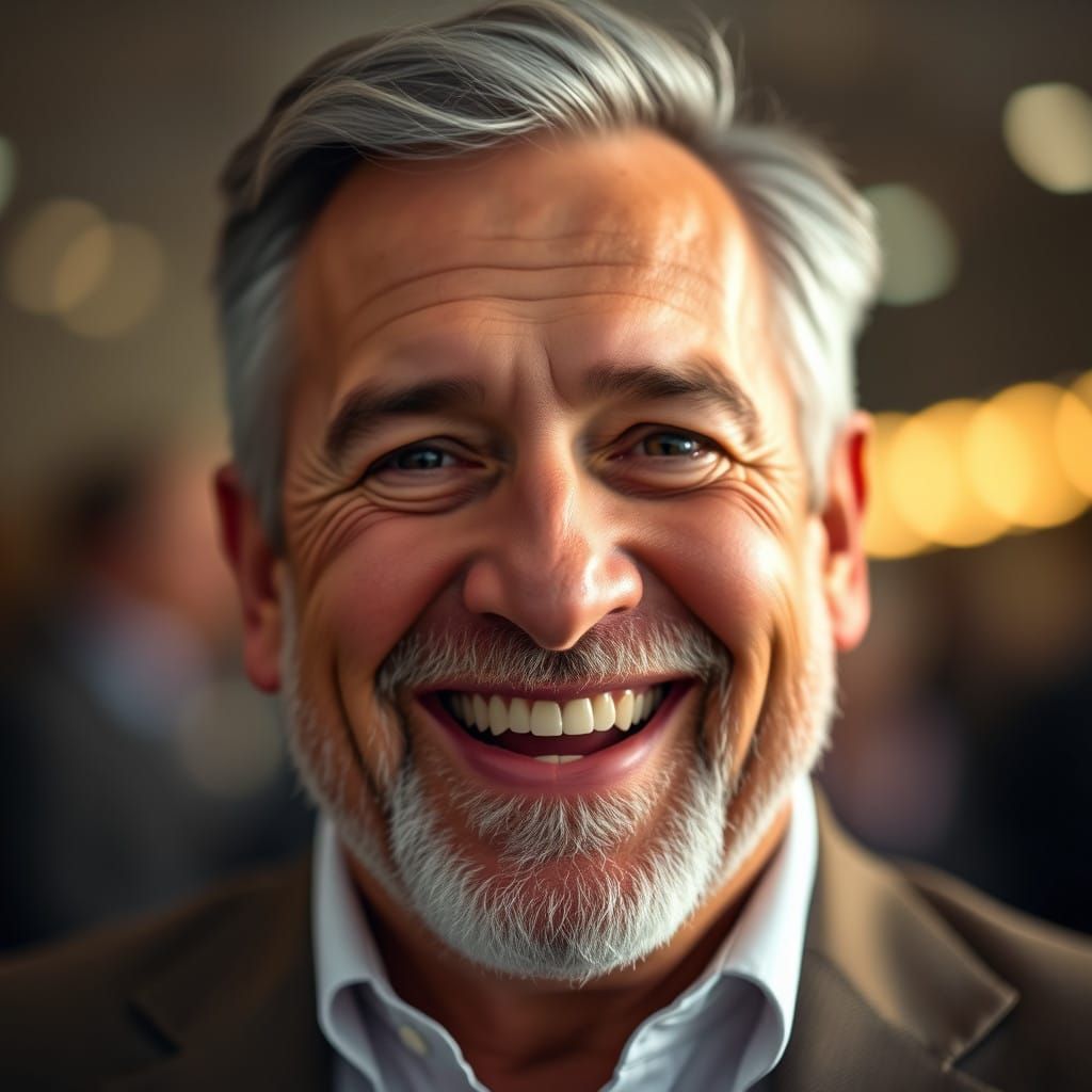 Victorious Entrepreneur Exudes Triumph