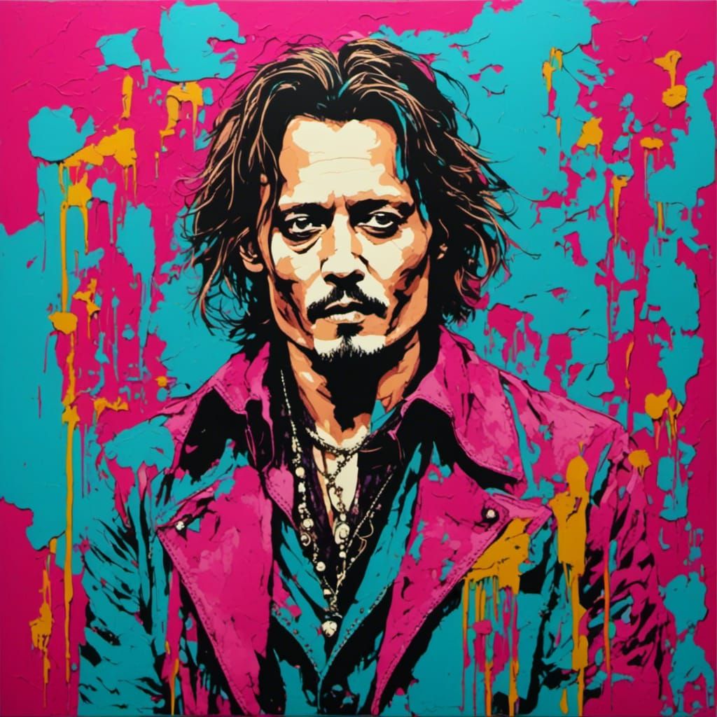 Silkscreen Portrait in Cyan and Magenta