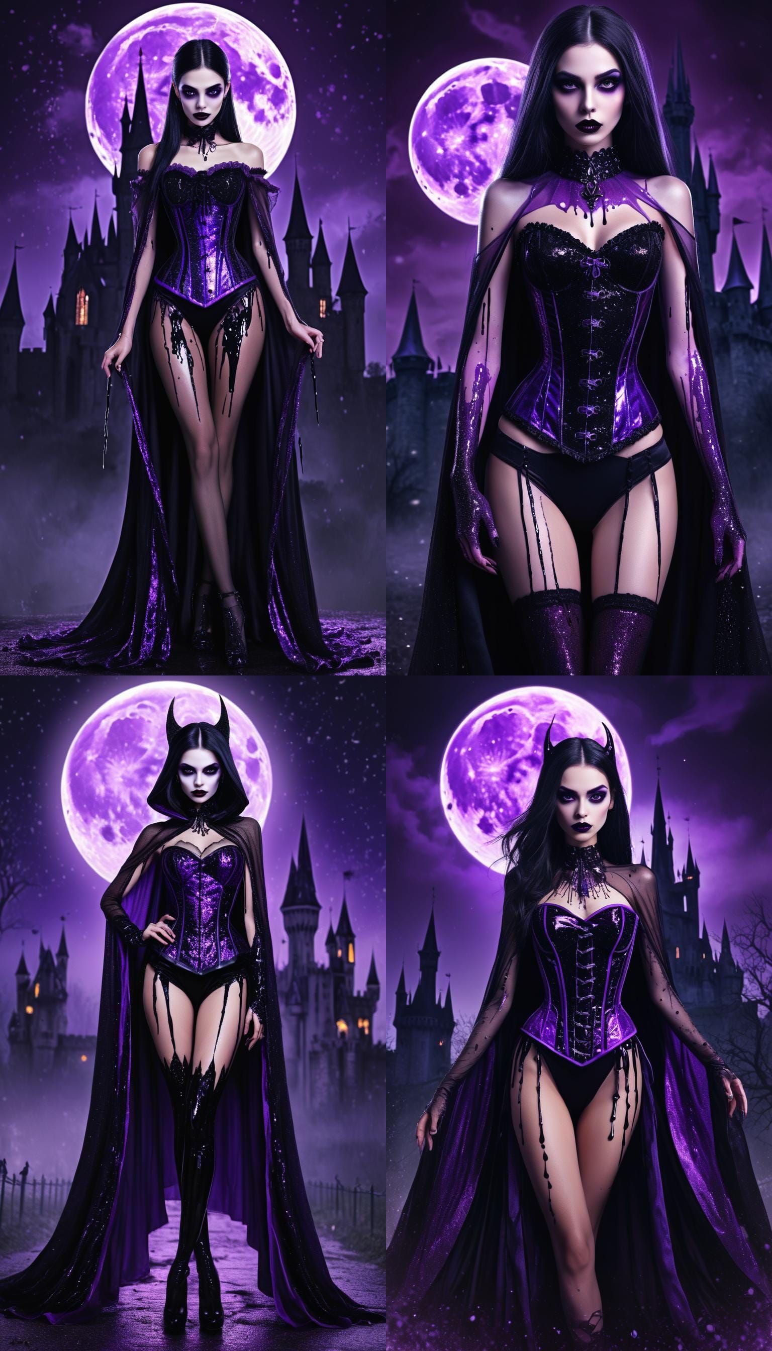 A beautiful  boujie vampire woman wearing a beautiful black ...