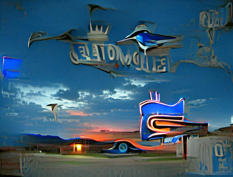 Route 66 Blue Swallow Motel at Sunset