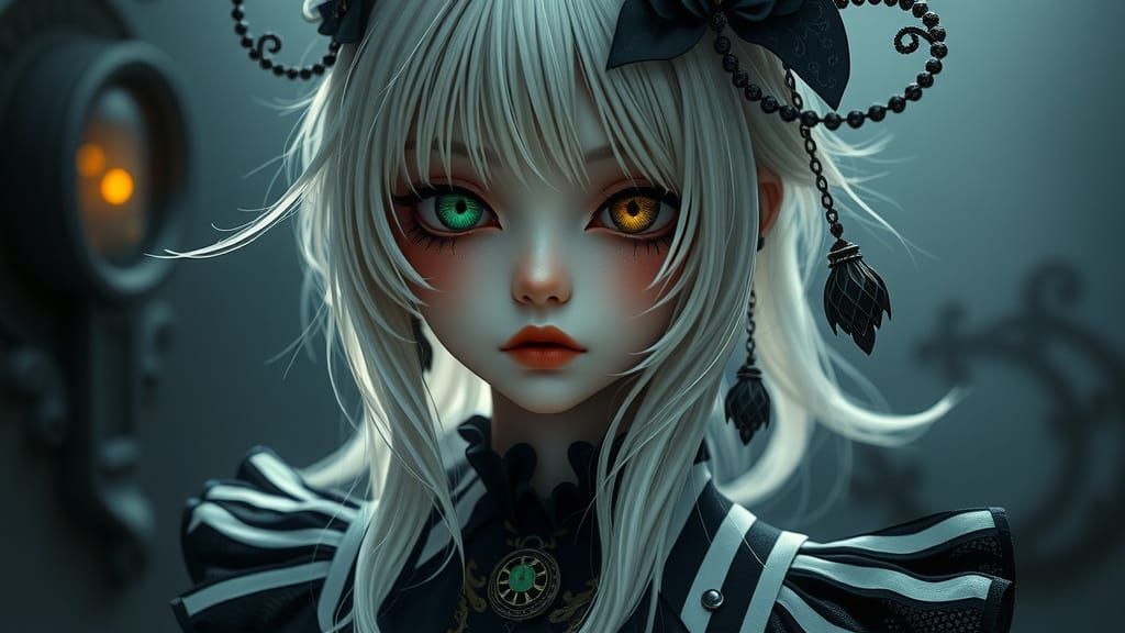 Steampunk Gothic Doll in Whimsical Dark Fantasy Realm