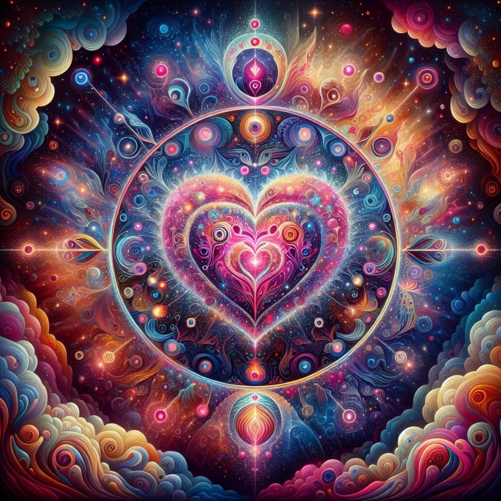 Holographic Astral Illustration in Pablo Amaringo Style