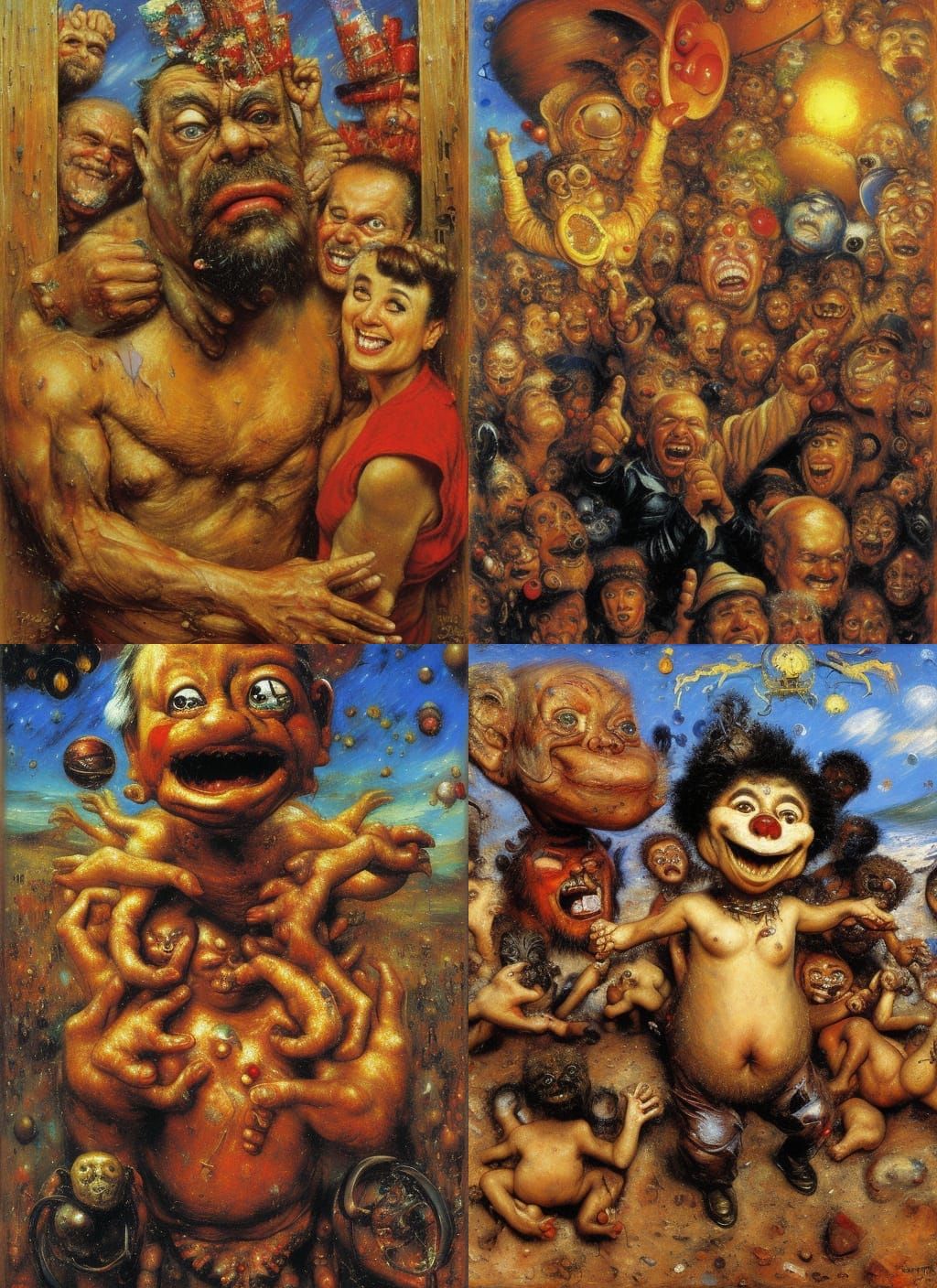 Happy New Year Celebration in Surreal Art Style