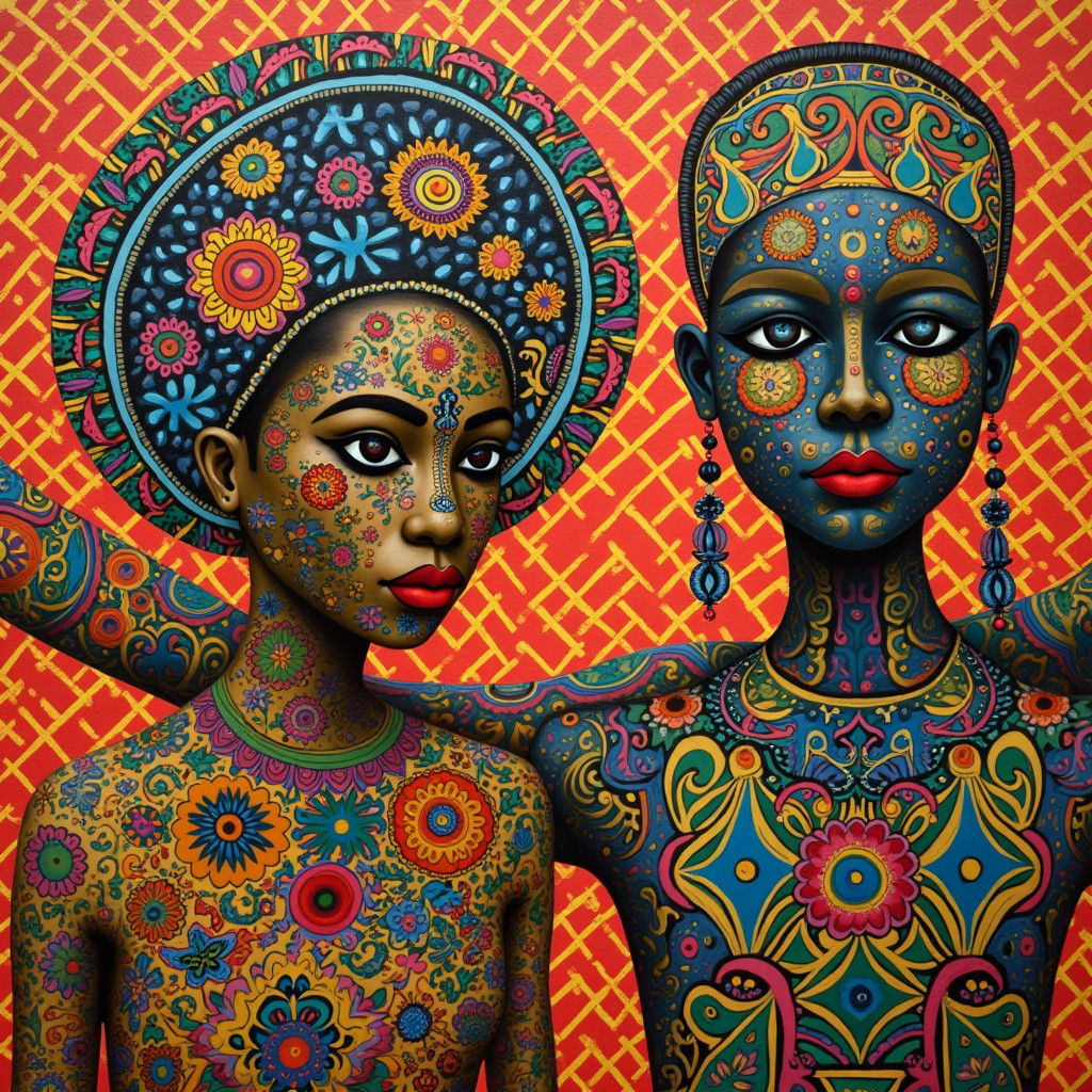 African-Inspired Textile Patterns with Geometric Shapes