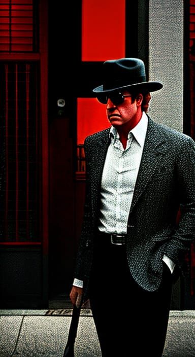 Gritty Noir Scene in Dark Blues and Greys