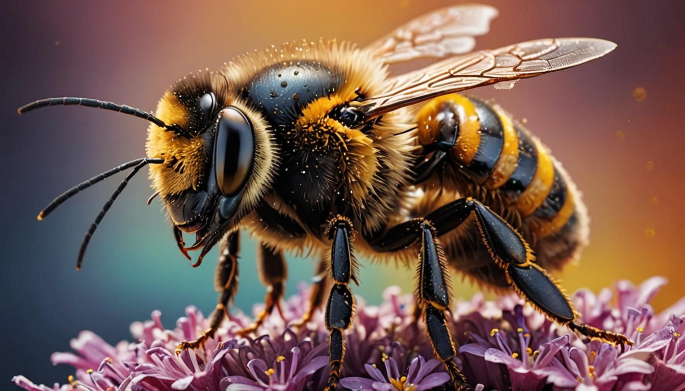 Hyperrealistic Macro Photograph of a Bee