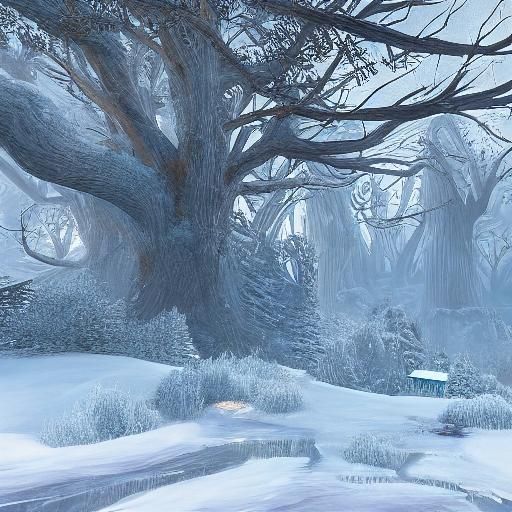 Iced Trees in Snow: Detailed Matte Painting