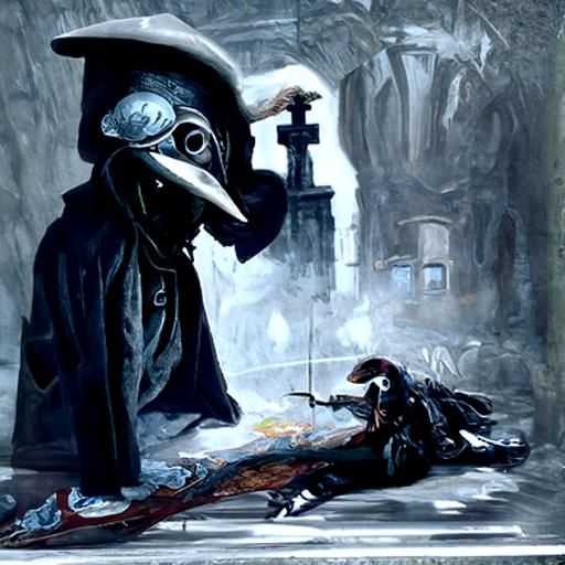 Sinister Plague Doctor Oil Painting