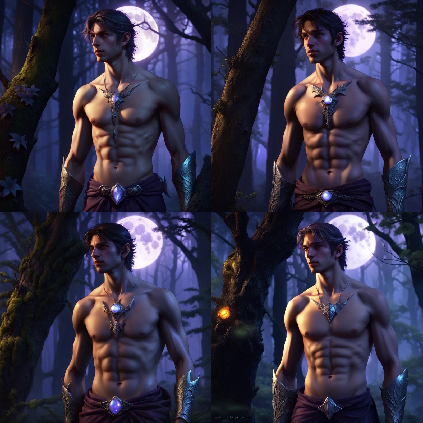 Moonlit Elf in Thorn Forest: Dark Fantasy Art