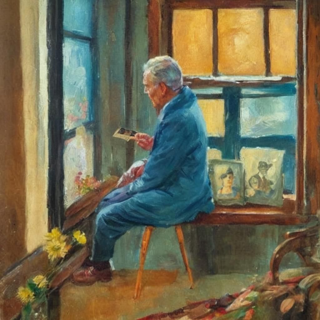 Nostalgic Portrait with Antique Photograph in Sepia Tones