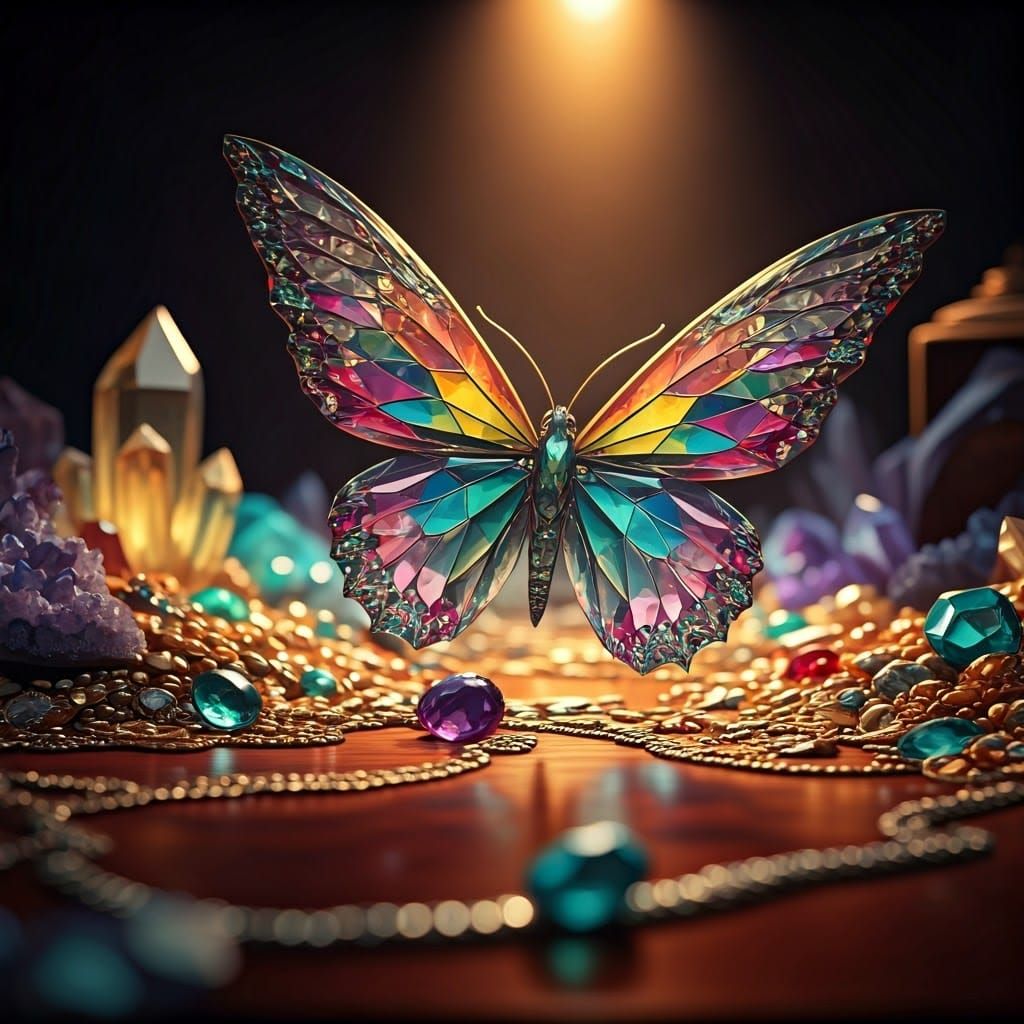 Crystal Butterfly in Opulent Treasure Trove