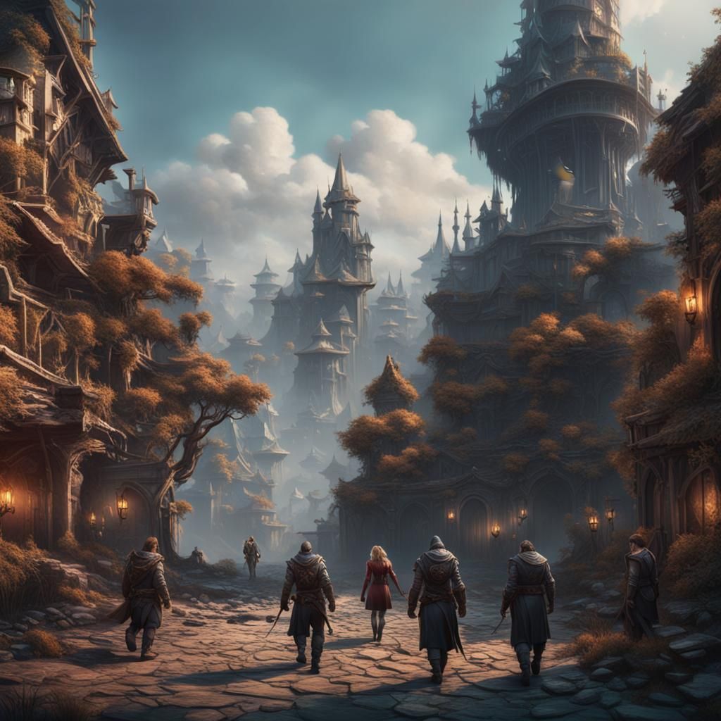 Detailed Matte Painting of a Group Hug