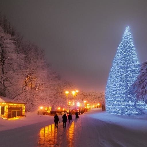 Cozy Christmas Winter Wonderland Digital Painting