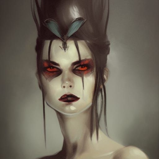 Warrior Woman with Bird, Sinister Fantasy Art