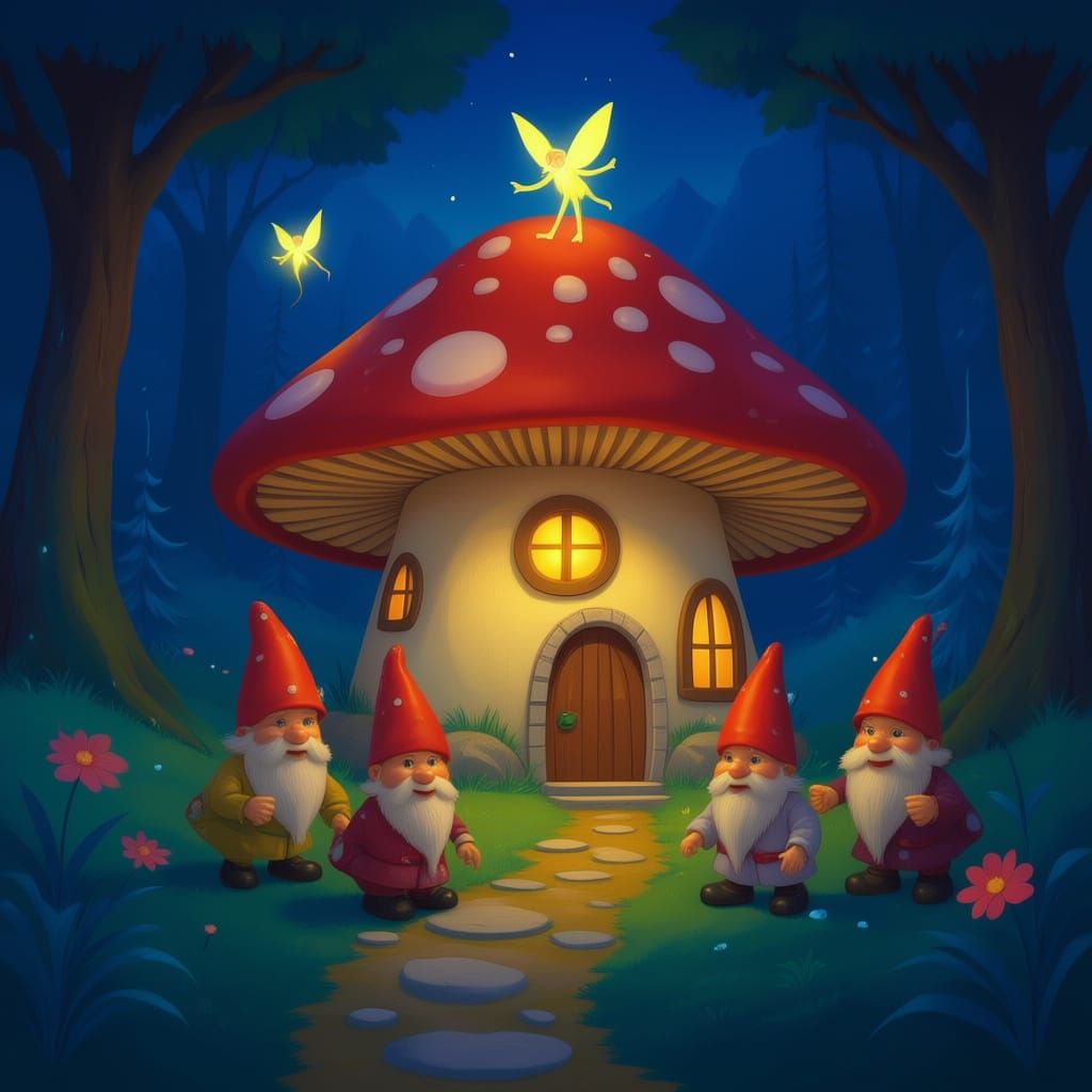 Enchanting Mushroom House in Bioluminescent Forest