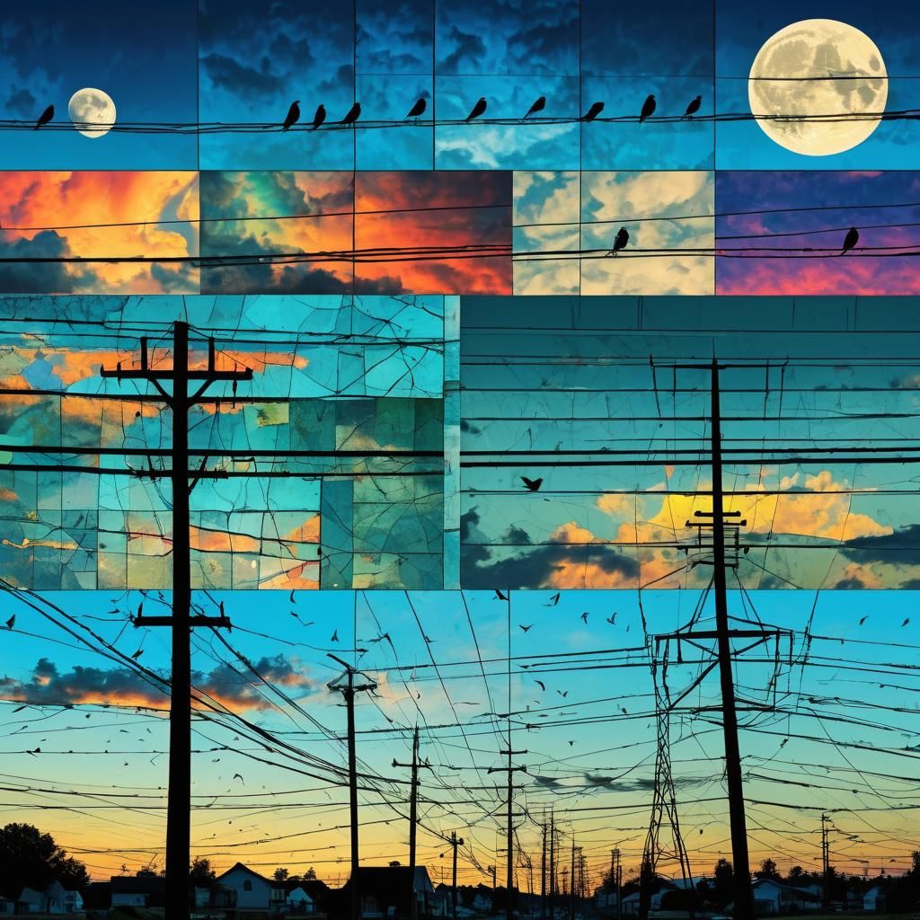 Fractured Sky Digital Collage with Vibrant Colors