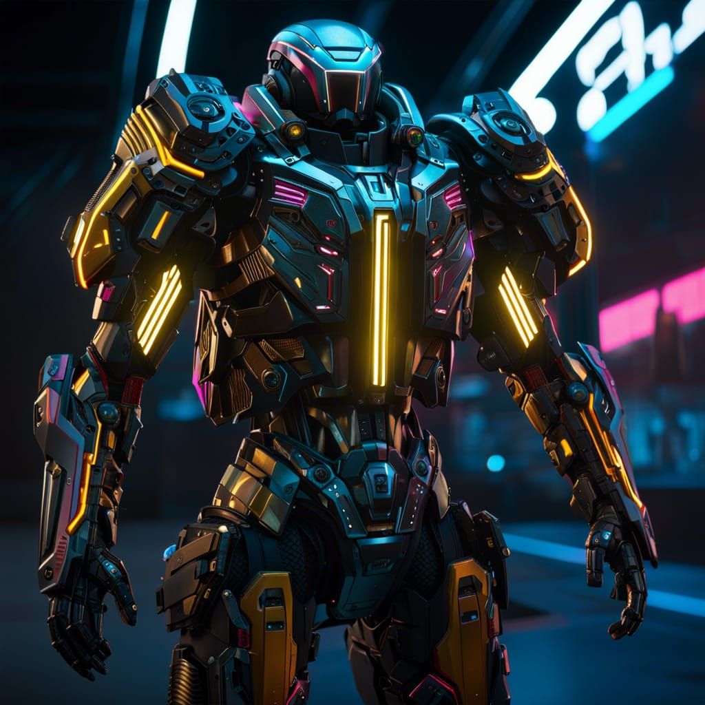 Ultra-Detailed Cyberpunk Armor 3D Model Render