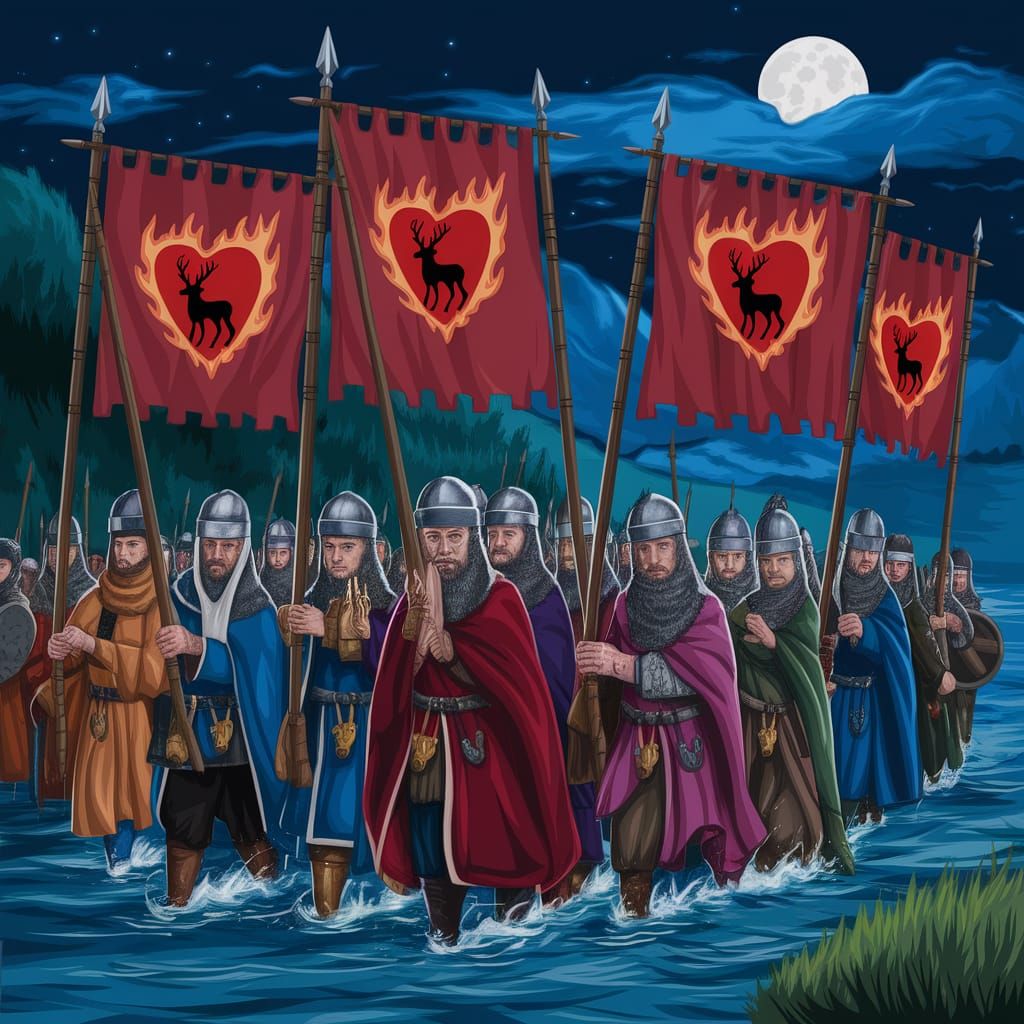 Baratheon Army Crossing River at Night
