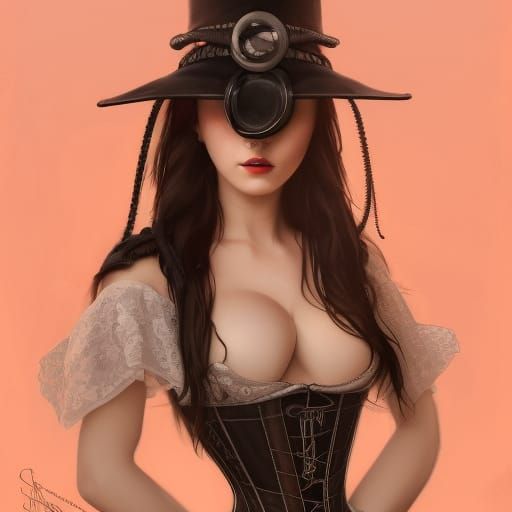 Seductive Plague Doctor Portrait in Hyperdetailed Style