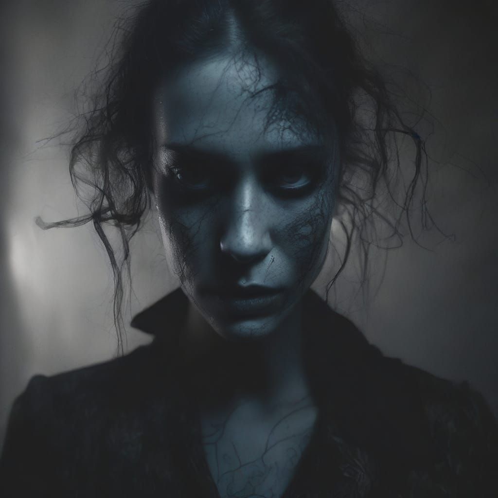 Dark Surrealism: Person Facing Demons in Gothic Style