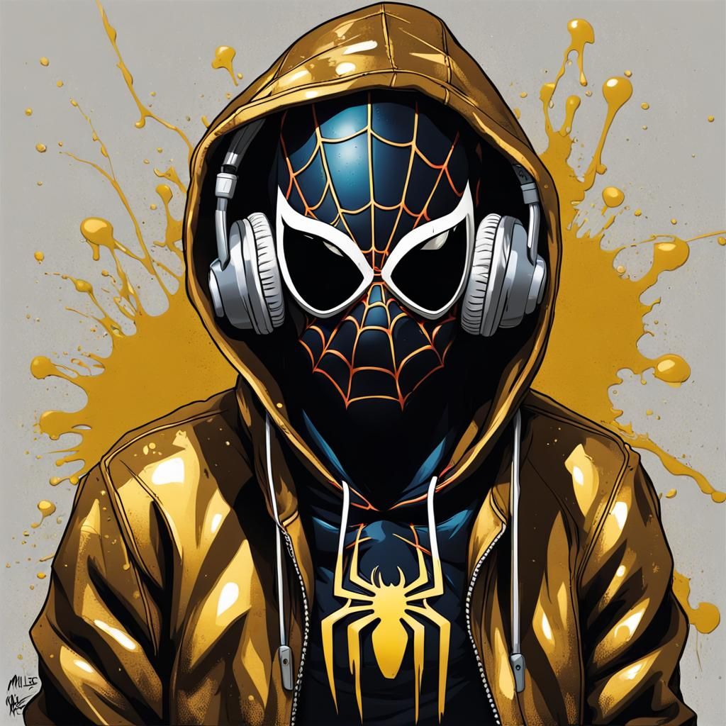 Miles Morales Spider-Man Graffiti Art with Hoodie